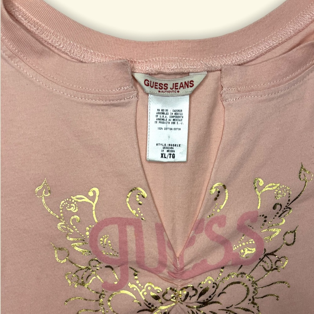 Y2K Pink Guess Tee Shirt - Picture 2 of 3